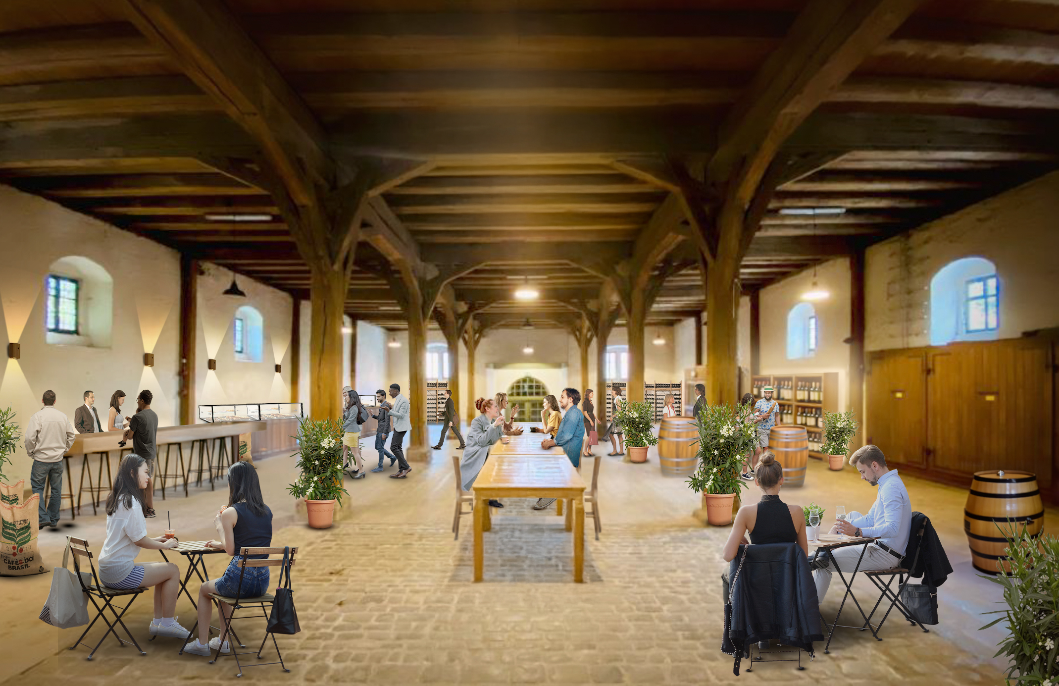 Konzeptbild für die Innenseite der Schrannenscheune in Rothenburg ob der Tauber